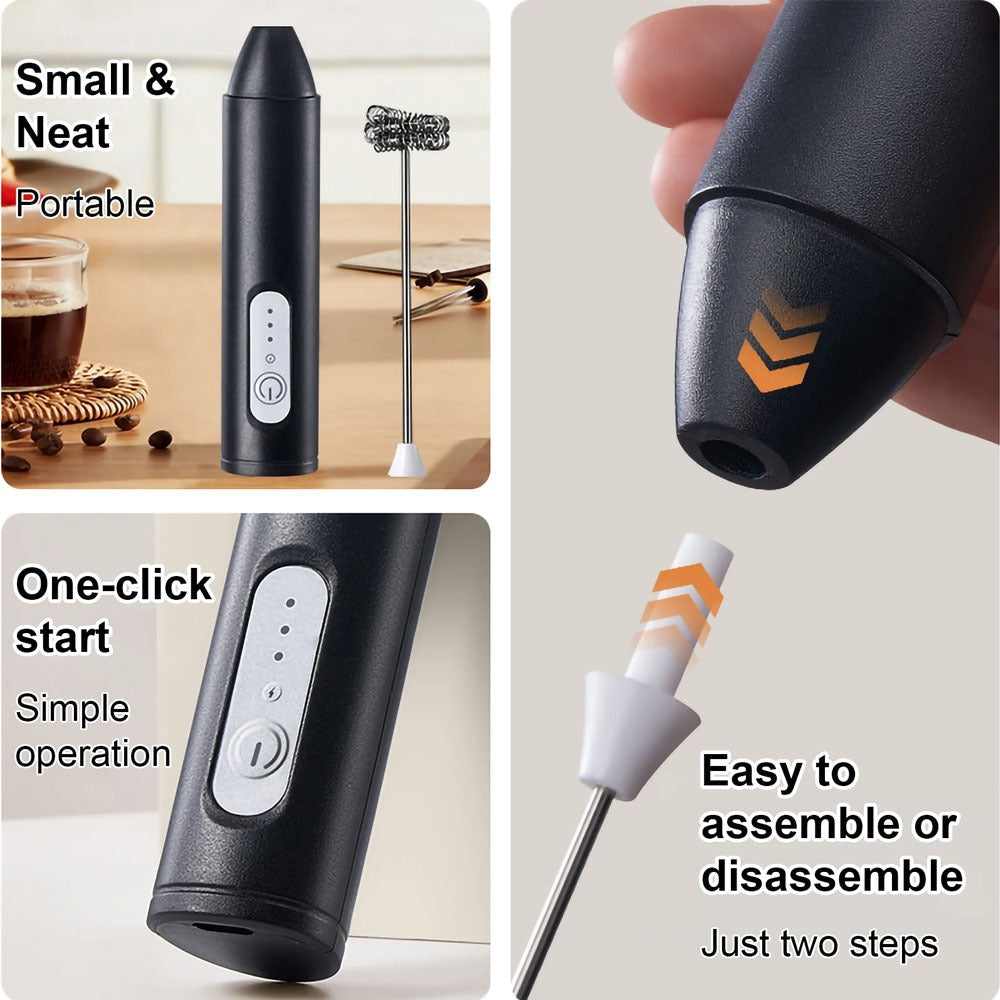 Rechargeable Coffee Beater – USB Milk Frother for Coffee, Cappuccino, Latte, Matcha & Hot Chocolate | Powerful High-Speed Stainless Steel Whisk Mixer