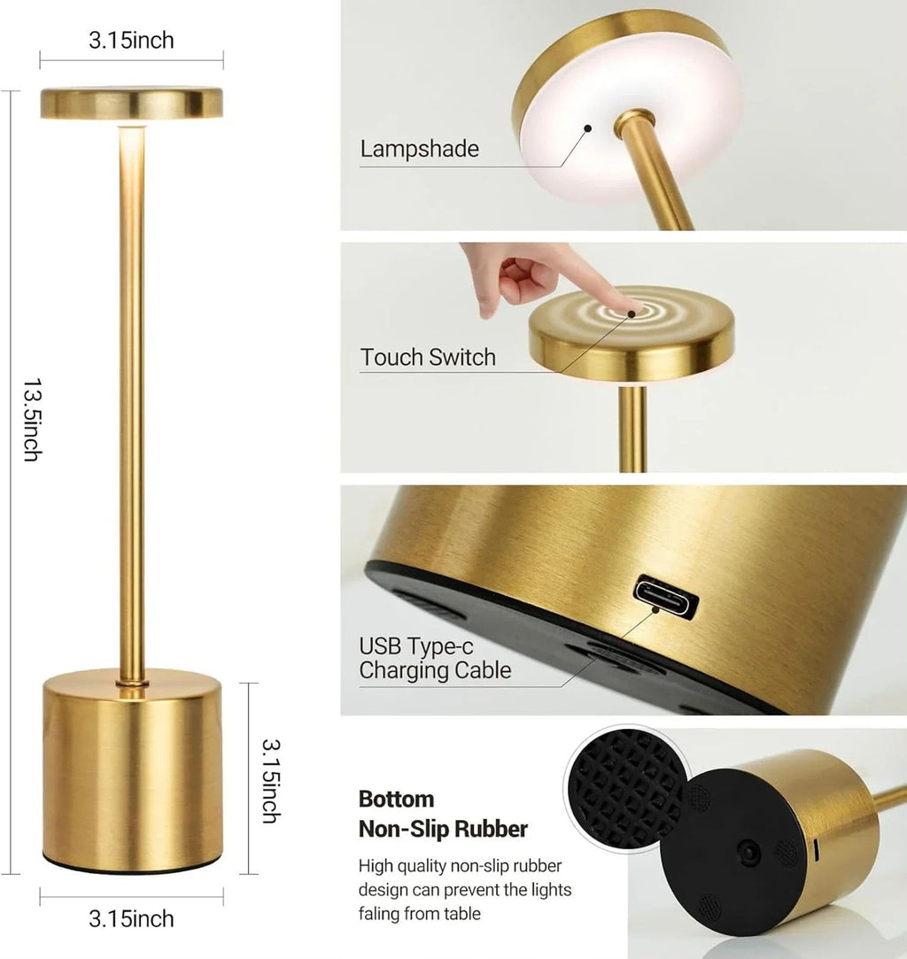 Stainless Steel Dimmable Touch Switch / 3 Modes Luxury Table Lamp