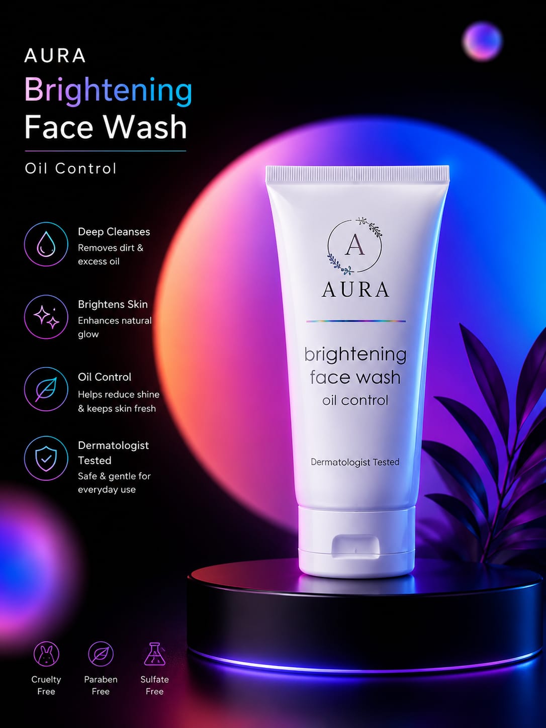 Aura Face Wash – Oil Control & Acne Care Deep Cleansing Face Wash for Glowing Skin