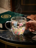 Borosalicate double walled flower or Feather filled Fine Glass Coffee & Tea Mug