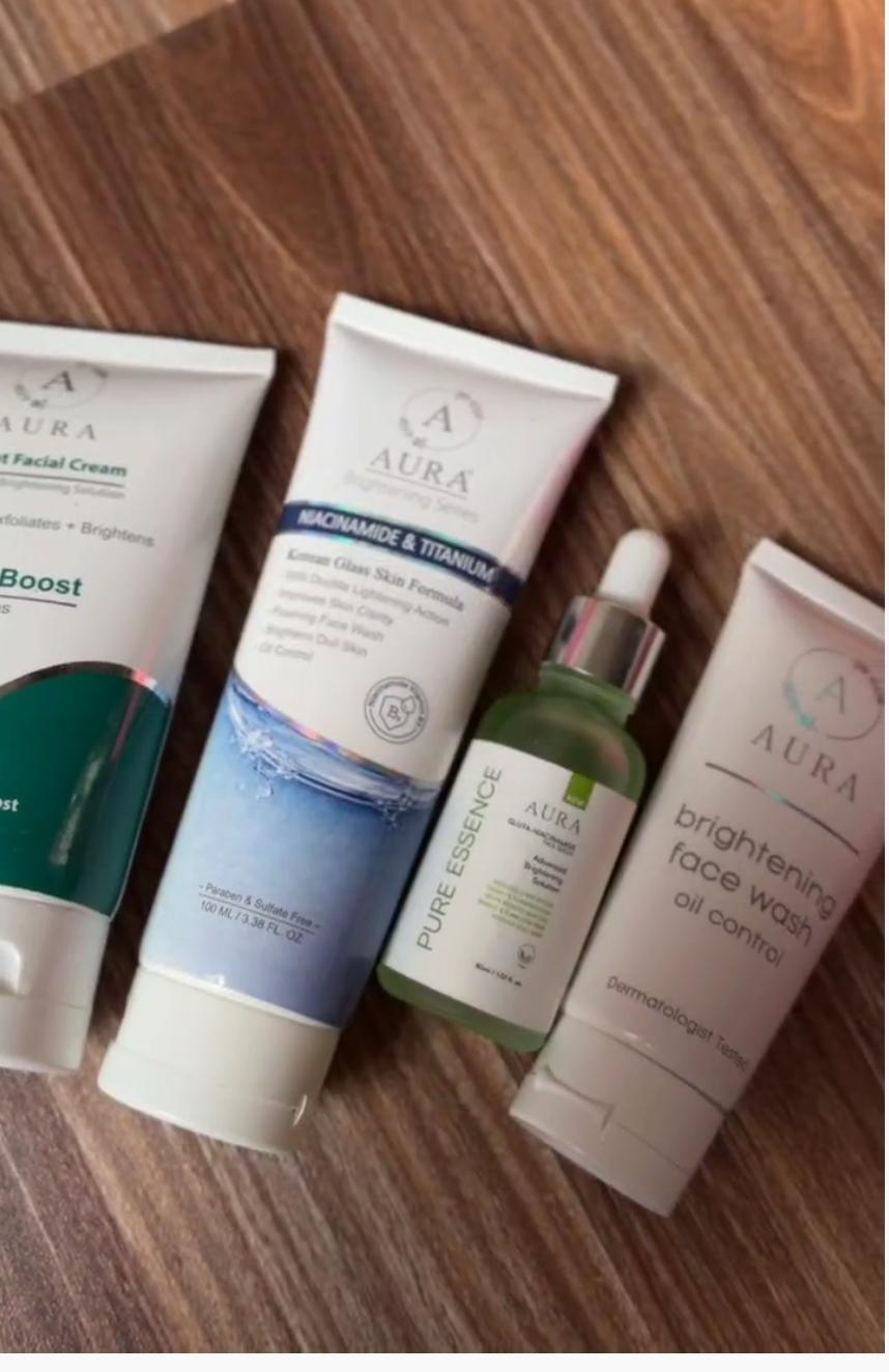 AURA Eid Power Glow Kit - Niacinamide Face Wash + Gluta Serum + B3 Cream + Free Face Wash | Save Rs. 2,700 | Karachi COD