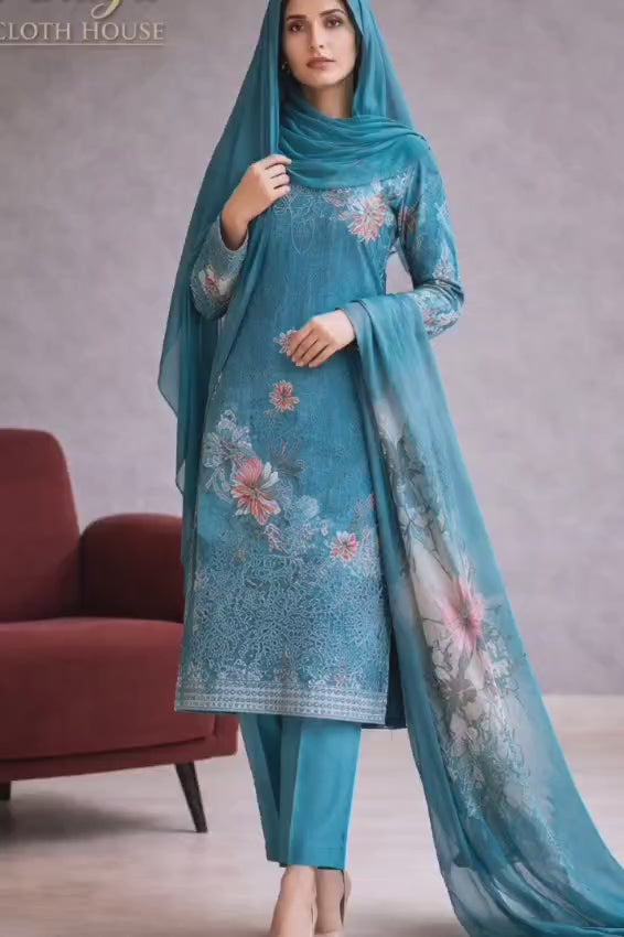 Doria Lawn Embroidered Suit – Boring Daman Stitched (Free Shipping Pakistan)
