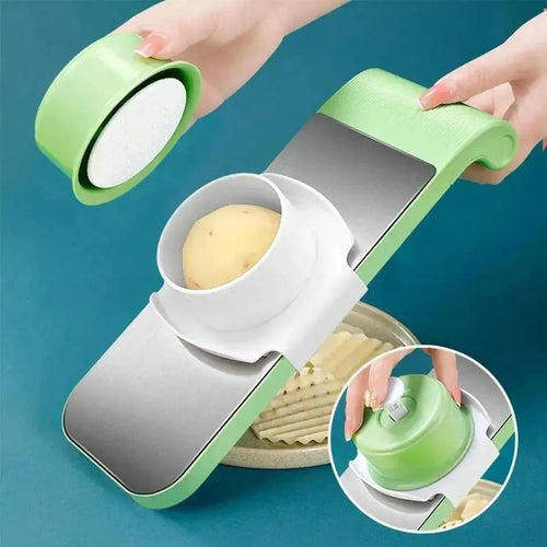 5 -in-1 Manual Vegetable Slicer Cutter with 5 blades & Collection Basin
